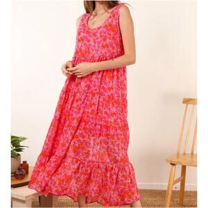 Chokolate Paris Floral Metallic Midi Dress size S